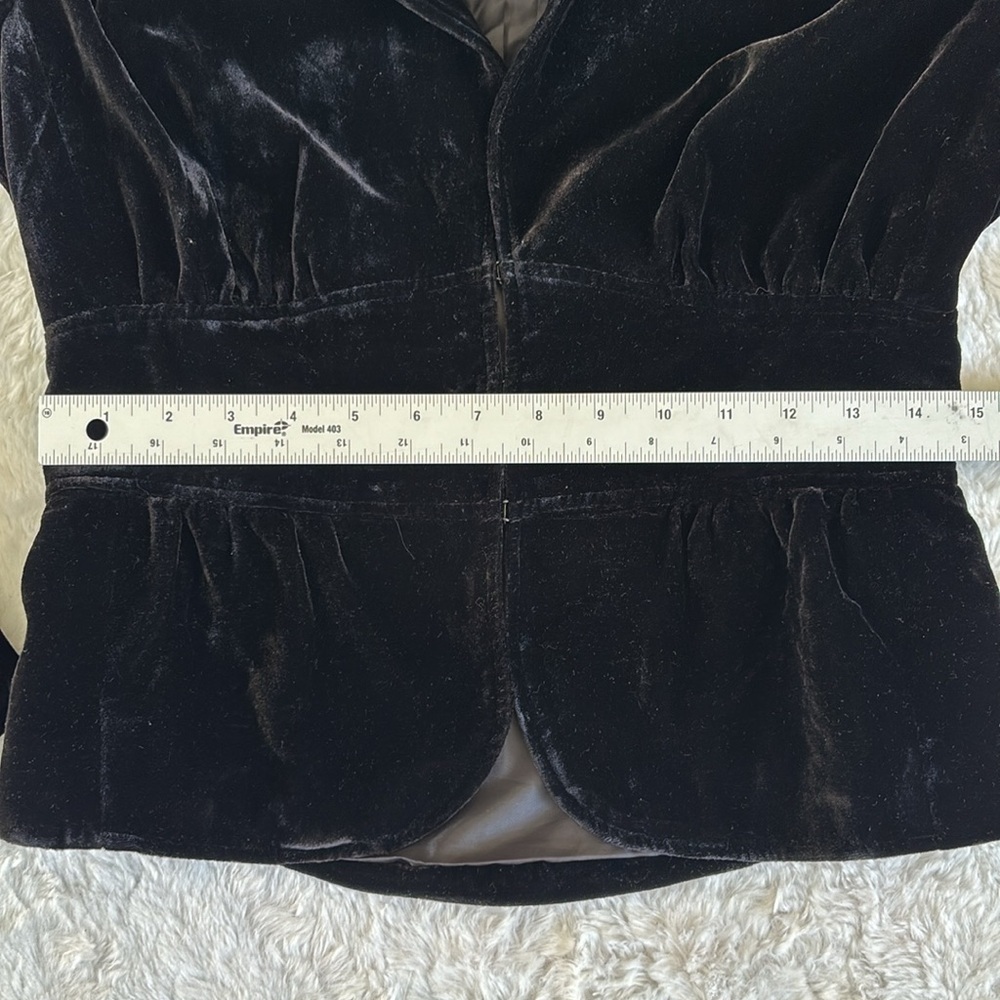 Apostrophe black velvet fitted blazer jacket coat women’s size 2 holiday party - Picture 7 of 10